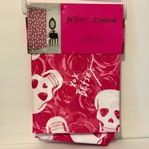 Betsey Johnson Shower Curtain pink white skull